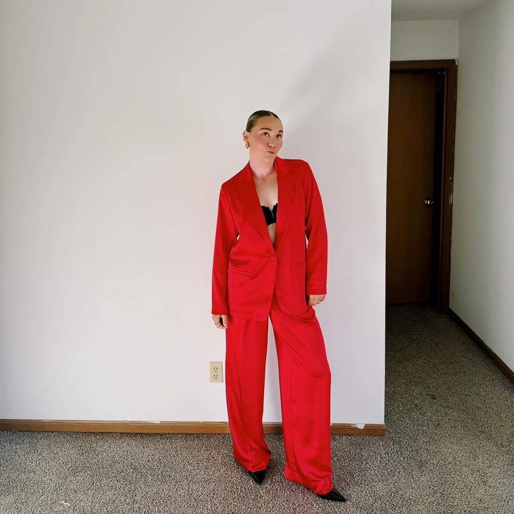 a new day Red Wide-Leg Suit Pants & Blazer
